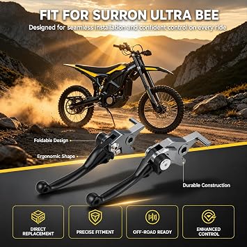 CHANGCHENG 電動ダートバイク ブレーキレバー Surron Ultra Bee用 CNCアルミニウム+ナイロン ステンレススチールフロントリアブレーキレバー Sur Ron Ultra Bee用 - 頑丈で快適なグリップ-ブラック