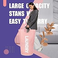 Vista 3 de Caroeas Cesta de lavandería XL de 90 L (7 colores), cesta de lavandería impermeable, bolsa de lavandería con asas acolchadas, cesta de ropa que se
