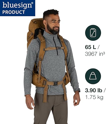 Miniatura 2 de Osprey Rook 65L Mochila de mochilero para hombre, color carbón oscuroforro plateado