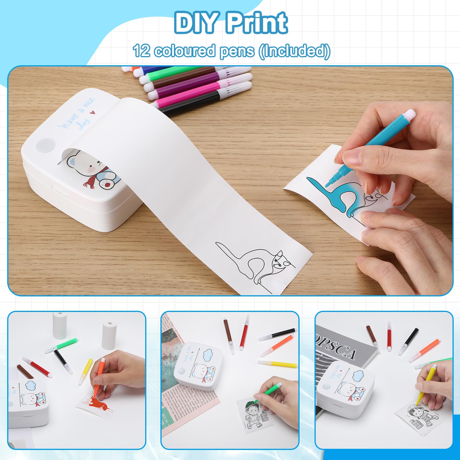 Mini Stampante Termica Aceshop - Senza Inchiostro, Bluetooth, Con 7 Rotoli Carta - Foto 3