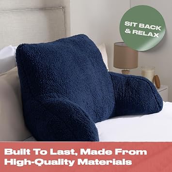 OHS Cuddle Cushion for Adults Navy Blue, Super Soft Teddy Reading Pillows Cosy Supportive Post Surgery Snuggle Pillow for Adults Gaming Pillow for Bed
