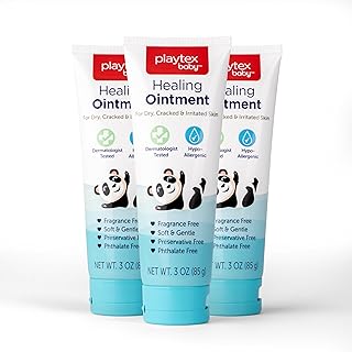 Playtex Baby Healing Ointment, 3 oz. Tube, 3-Pack, Dermatologist Tested, Fragrance Free, Hypoallergenic, Free of Dye, Parabens and Phthalates