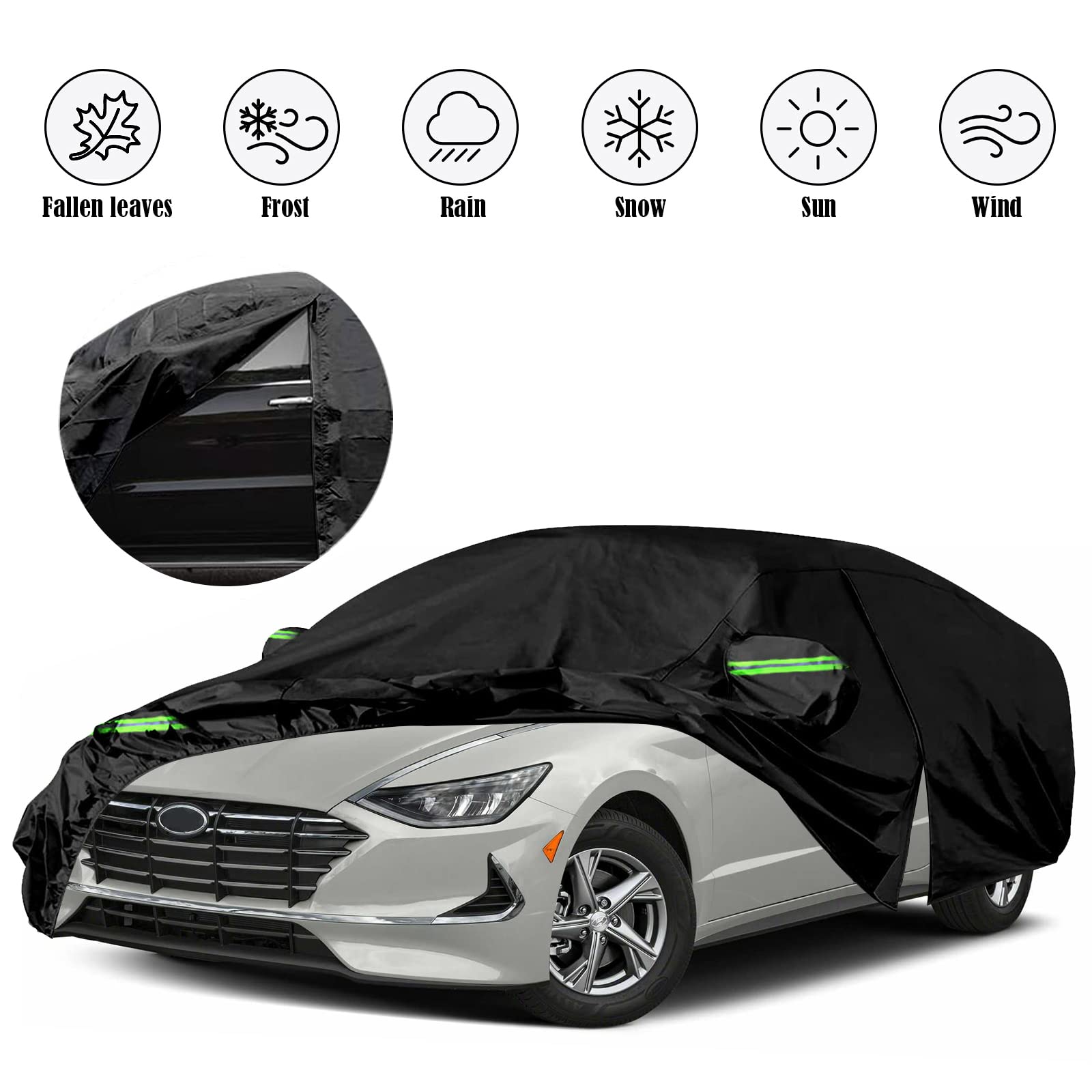 Waterproof Car Covers Replace for 2006-2025 Hyundai Sonata 6 Layers All Weather Custom-fit Car Cover with Zipper Door — view 9