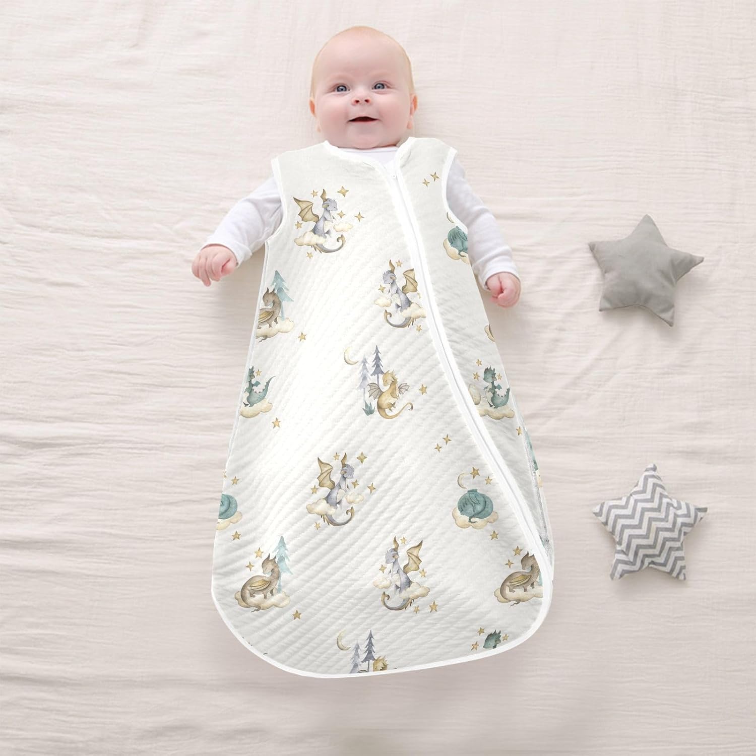 vvfelixl Bright Funny Dinosaurs Baby Sleeping Bag Sleep Sack,Baby Wearable Blanket Sleep Suit for 0-6 Months
