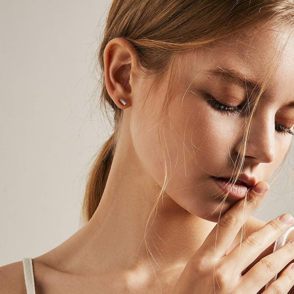 TGNEL Pure Titanium Earrings Studs Nickel-Free Hypoallergenic Earrings for Sensitive Ears, Dainty Hexagon/Triangle/Square/Rectangle Geometric Stud Earrings for Women Men - Image 3