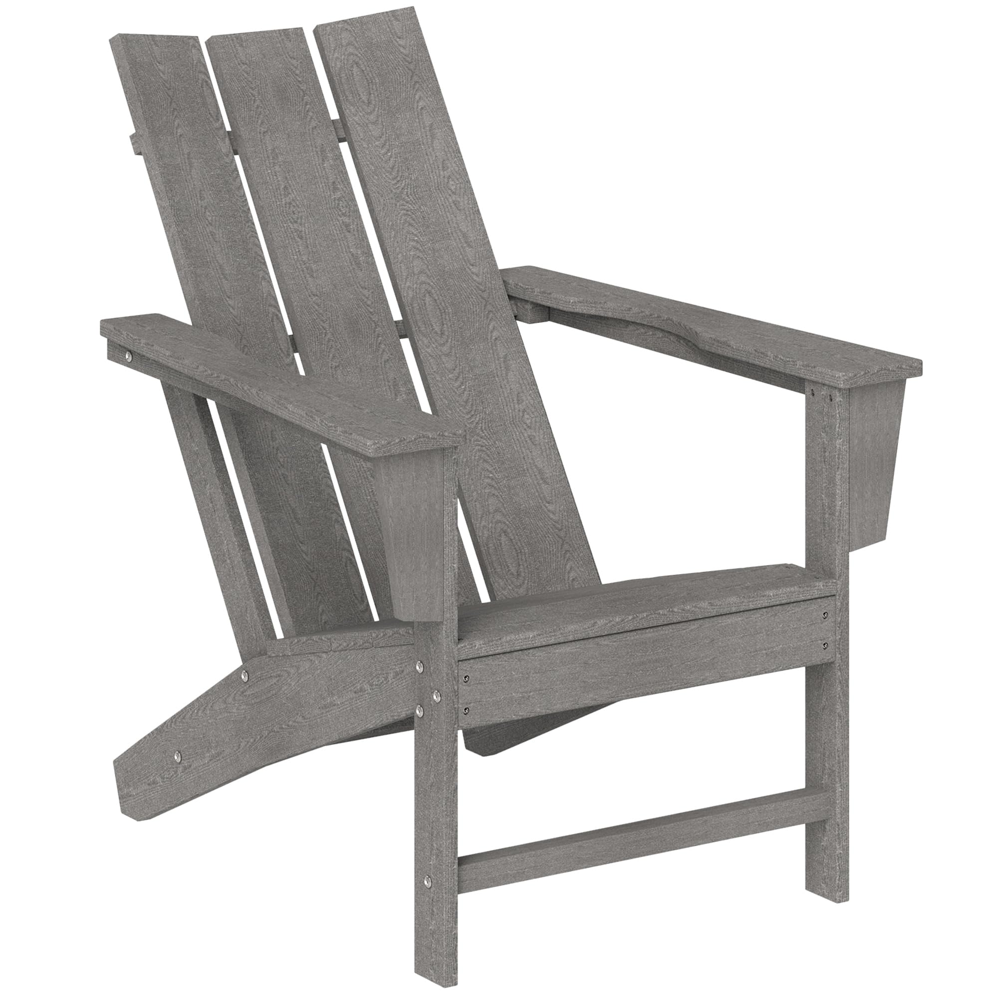 Outsunny Silla Adirondack Exterior con Asiento Extra Ancho Silla de Jardín para Patio Terraza Balcón Soporta 120 kg 75x83x90 cm Gris Oscuro
