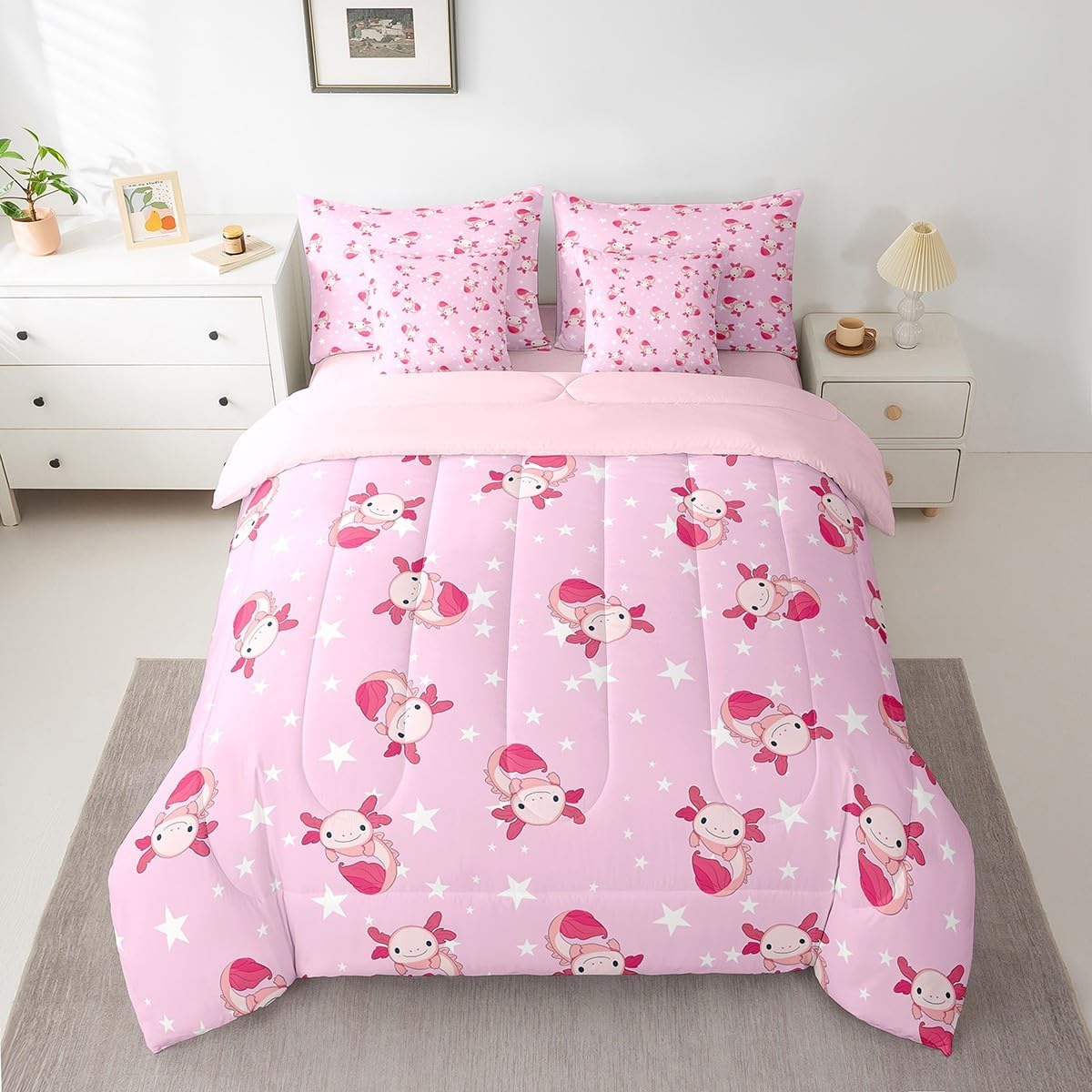 Feelyou Halloween Theme Sugar Skull Bed in a Bag Gothic Floral Comforter Set with Sheets - 7 Piece Bedding Set - Queen Size Reversible Bed Set