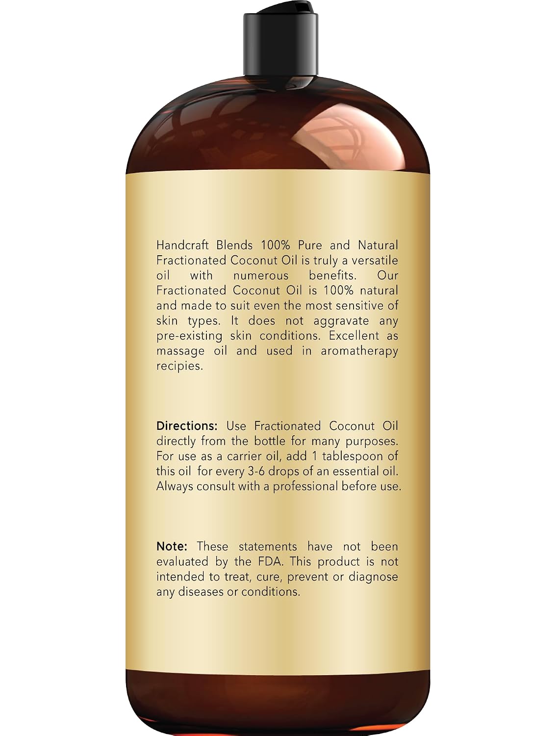 Handcraft Blends Fractionated Coconut Oil - 28 Fl Oz - 100% Pure and Natural - Premium Grade Carrier Oil for Skin and Hair - Hair and Body - Massage