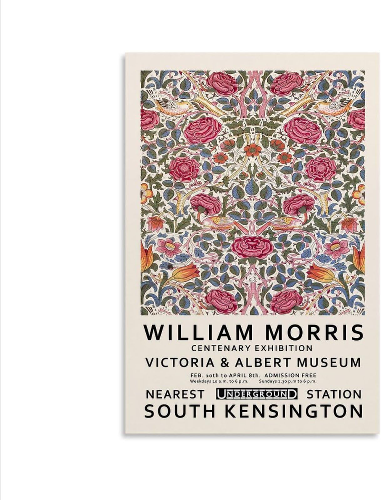 William Morris Wall Art William Morris Poster Prints Canvas Victoria And Albert Exhibition Vintage Flower Pattern Poster Artworks Posters Unframe-style 20x30inch(50x75cm)