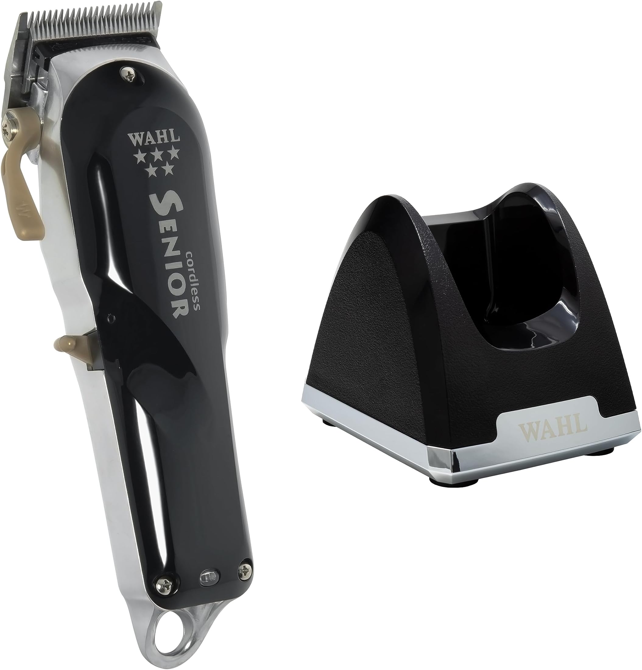 Wahl Professional - 5-Star Series Cordless Senior #8504-400 - 70 Minute Run Time - Includes Weighted Cordless Clipper Charging Stand #3801 - for Professional Barbers and Stylists