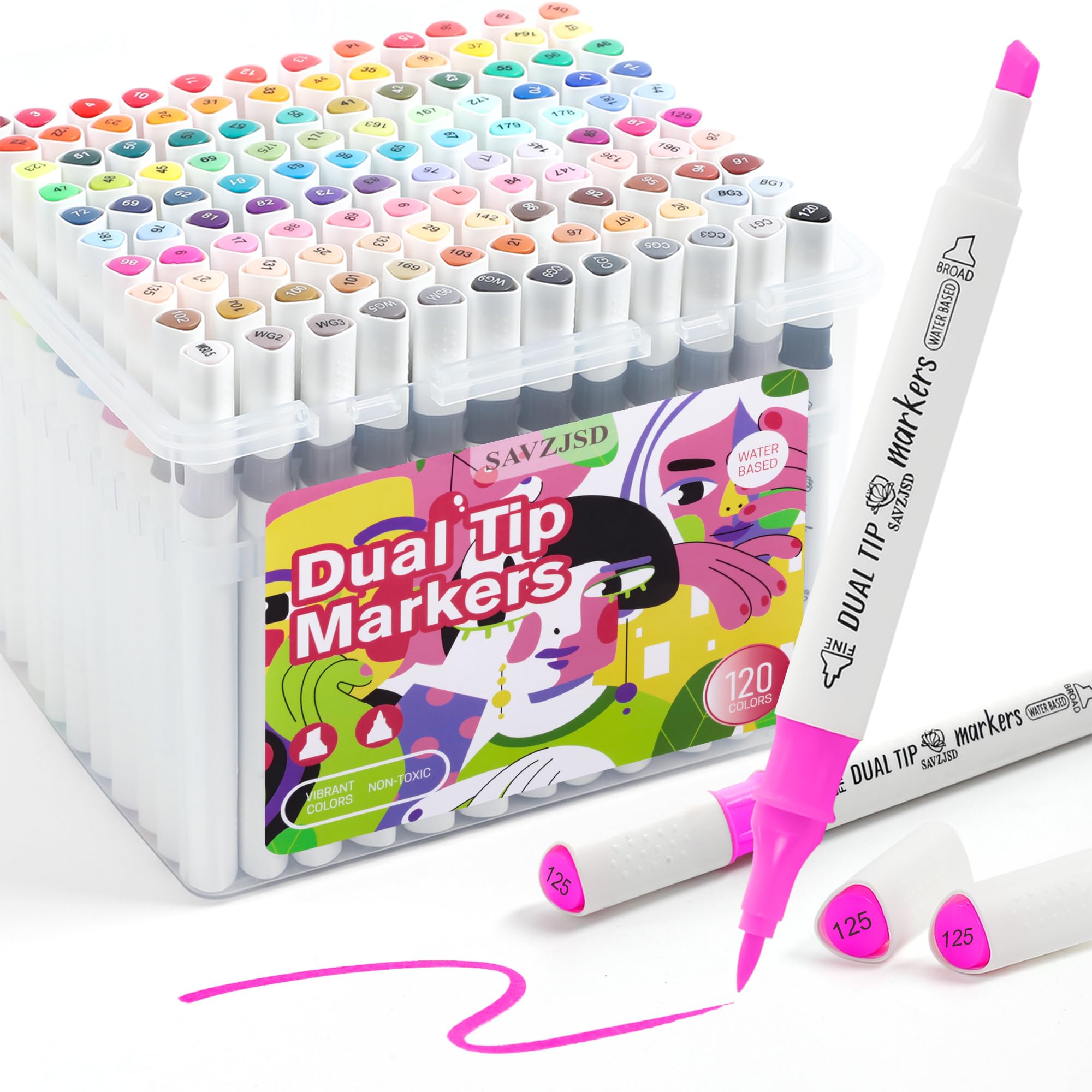 Amazon.com: SAVZJSD [Water-Based Ink] 120 Colors Dual Tip Markers
