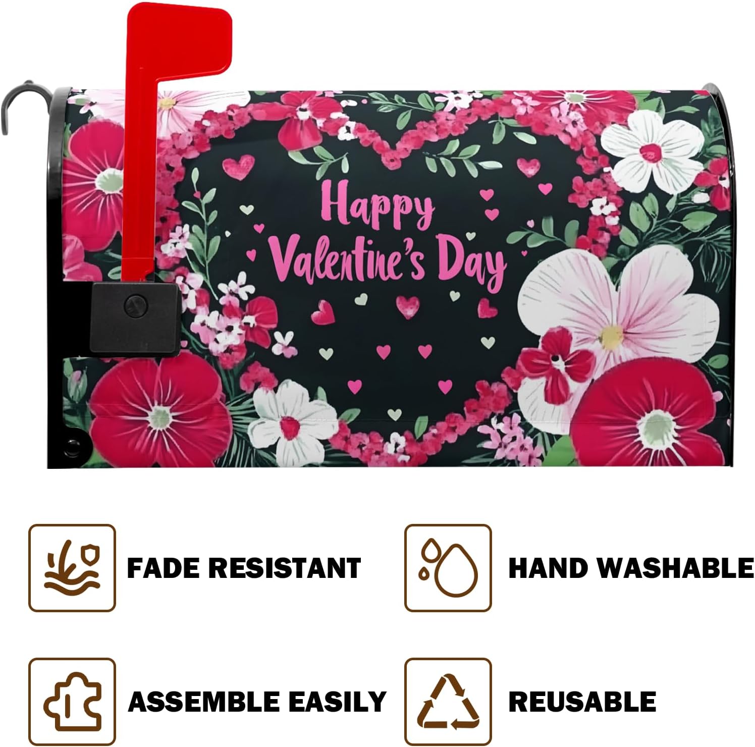 Valentines Day Mailbox Covers Magnetic Valentine Mailbox Cover Floral Flowers Wraps Valentine's Day Post Letter Box 18X 21 for Garden Outdoor Decor