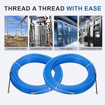 Electric Cable Wire Puller,4mm Nylon Fish Tape Electric Cable Guide Device Duct Snake Wire for Electrician Fish Tape Wire Aid Tool (20M,Blue)