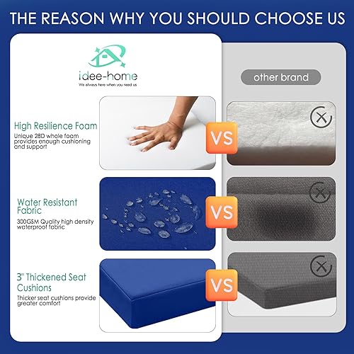 Miniatura 3 de idee-home Cojines de tumbona para exteriores, cojines para muebles de patio, resistentes a la intemperie y a las manchas para césped y piscina