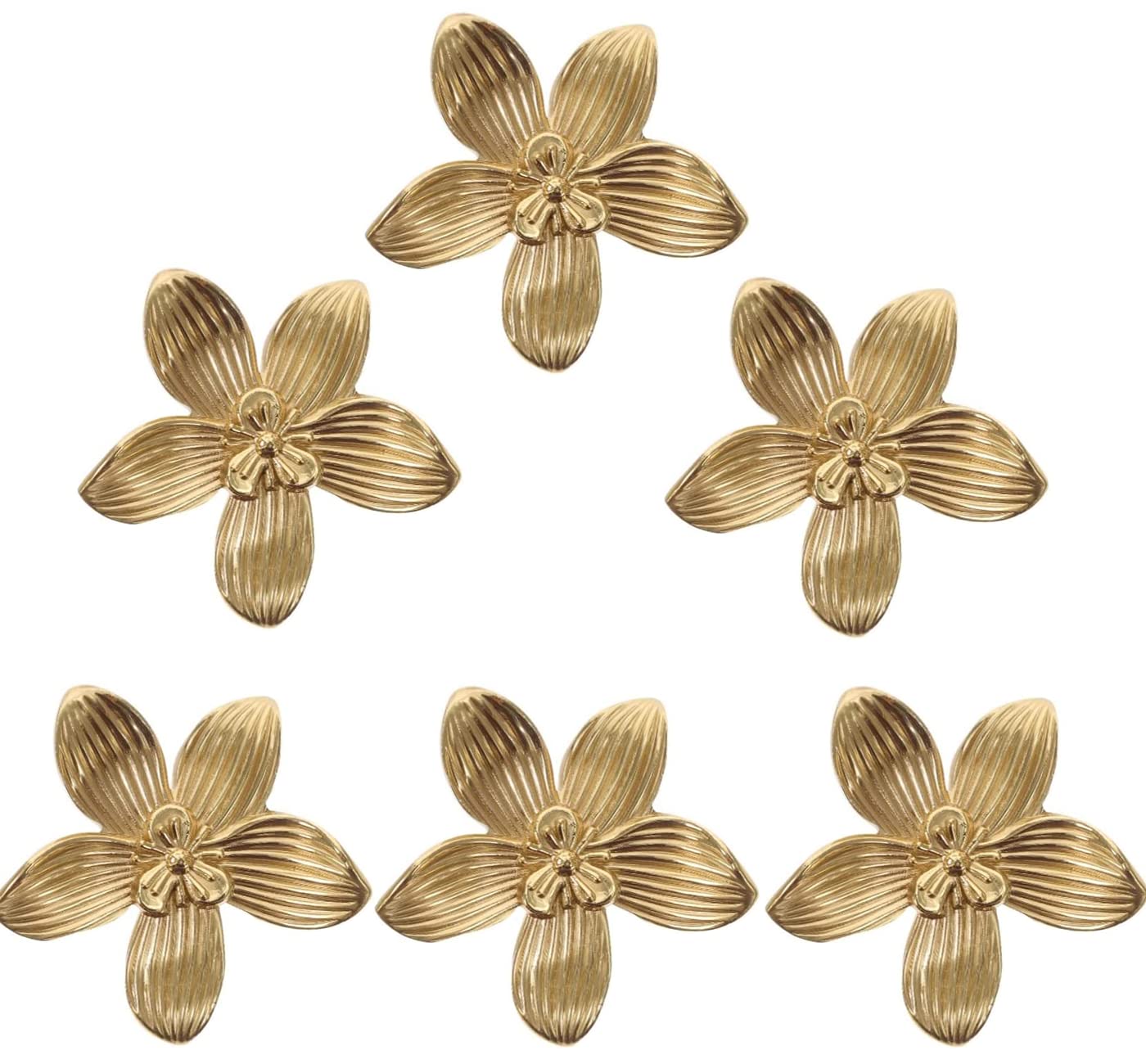 SYZOW 6 Pack Solid Brass Flowers Shape Cabinet Knobs Drawer Knobs,Cabinet Knobs Kitchen Hardware Door Knobs Metal Cupboard Knobs for Dresser Drawers