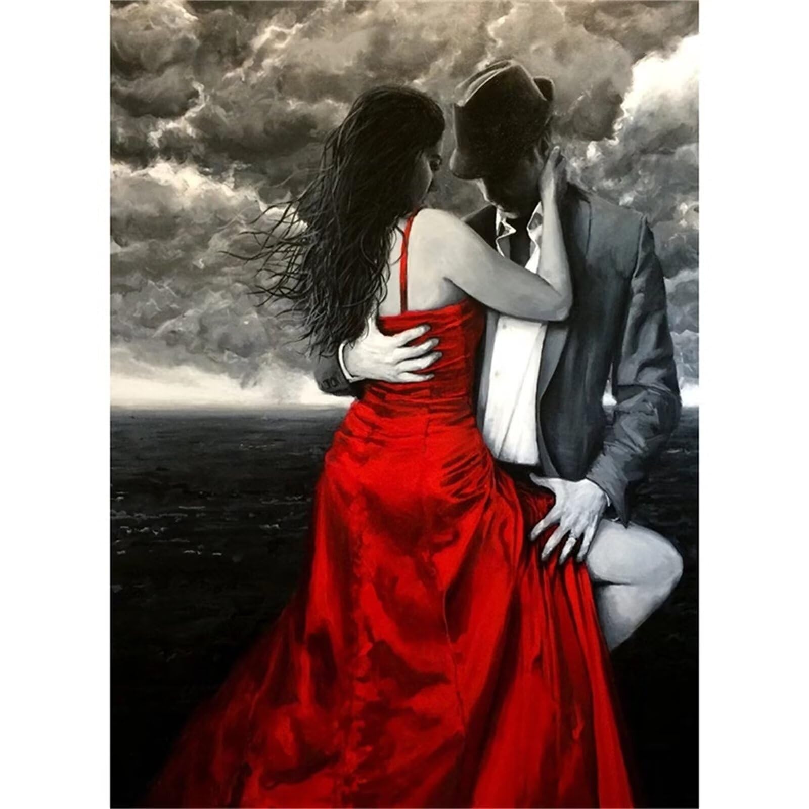 Diamond Painting Couple d’amoureux, Broderie peinture diamant Kit Complet Round Strass ,Diamant painting Enfant，Point De Croix Toile Art Crafts loisirs créatifs adultes pour Décor Mural 80x120cm E16