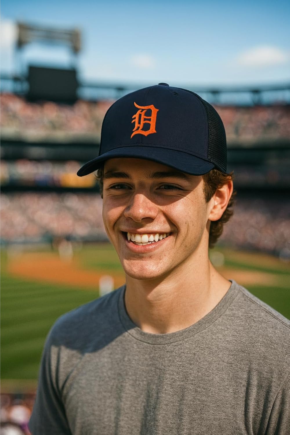 Officially Licensed Detroit Baseball Navy Blue/Orange Mesh Trucker Hat Classic MVP Tigers Primary Home Team Logo Adjustable Snapback Sports Ball Cap - Image 5