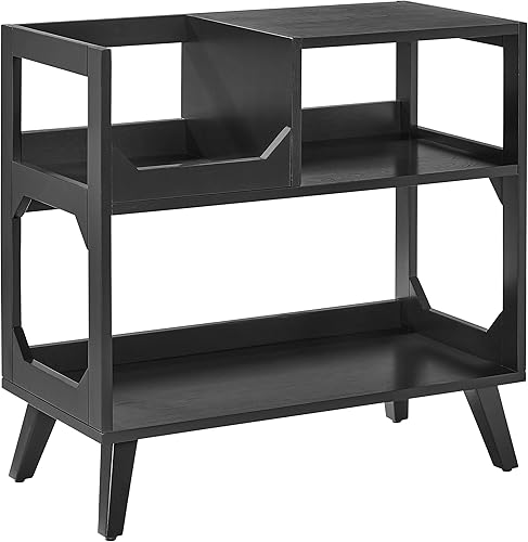 Miniatura 10 de Crosley Furniture Asheville Mid-Century Modern Media Console - Soporte para tocadiscos, almacenamiento para discos de vinilo, tamaño mediano, color