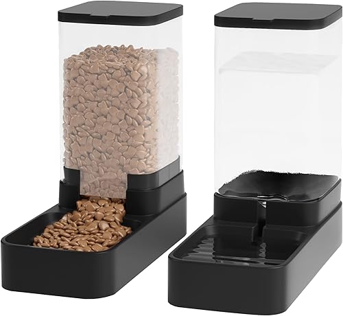 Vista 8 de Comedero automático para gatos y dispensador de agua en juego con cuenco de comida para mascotas, bebedero por gravedad y alimentador de comida