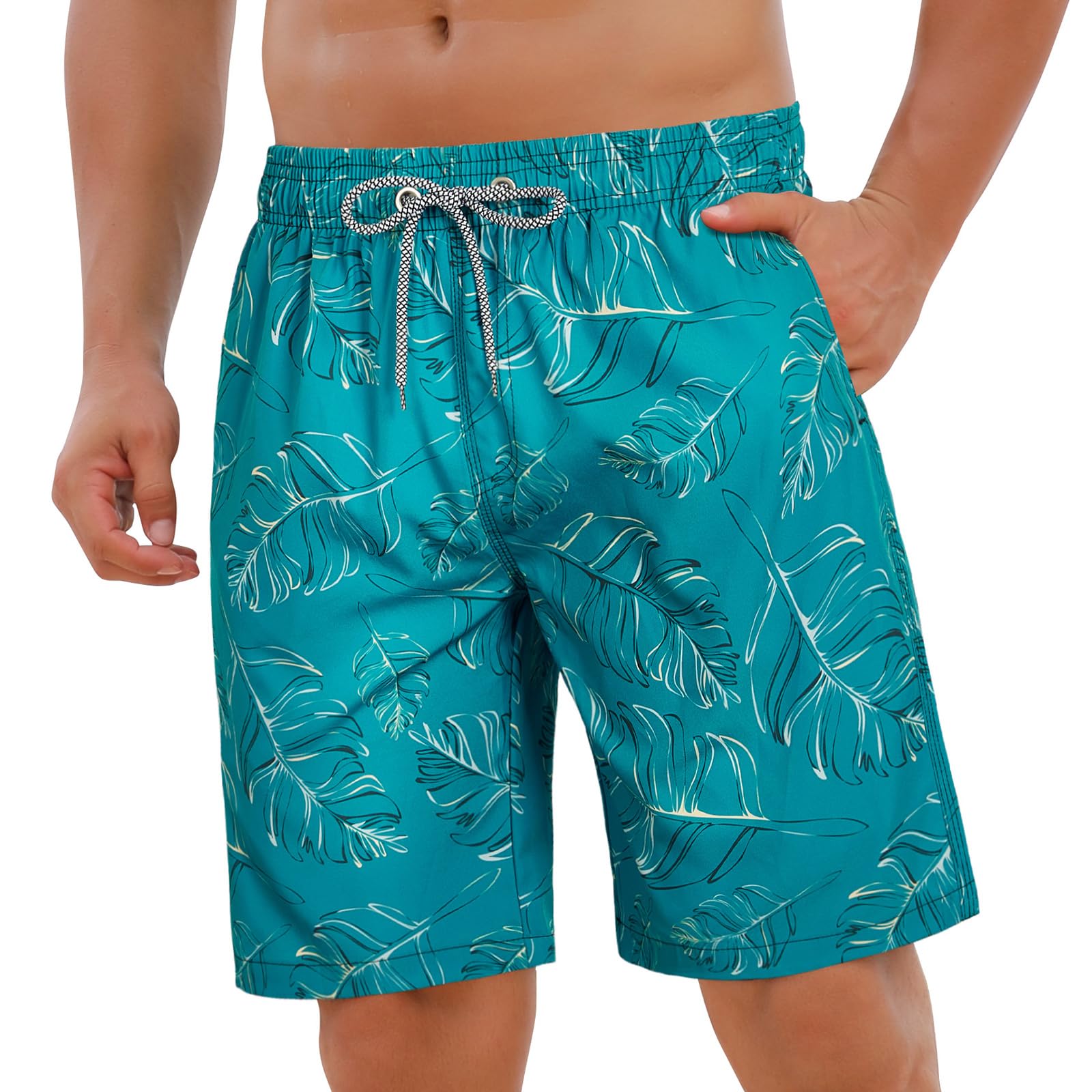 zeetoo Mens Swim Trunks 9 Inch Swim Shorts Quick Dry Stretch Bathing Suits Beach & Swimming