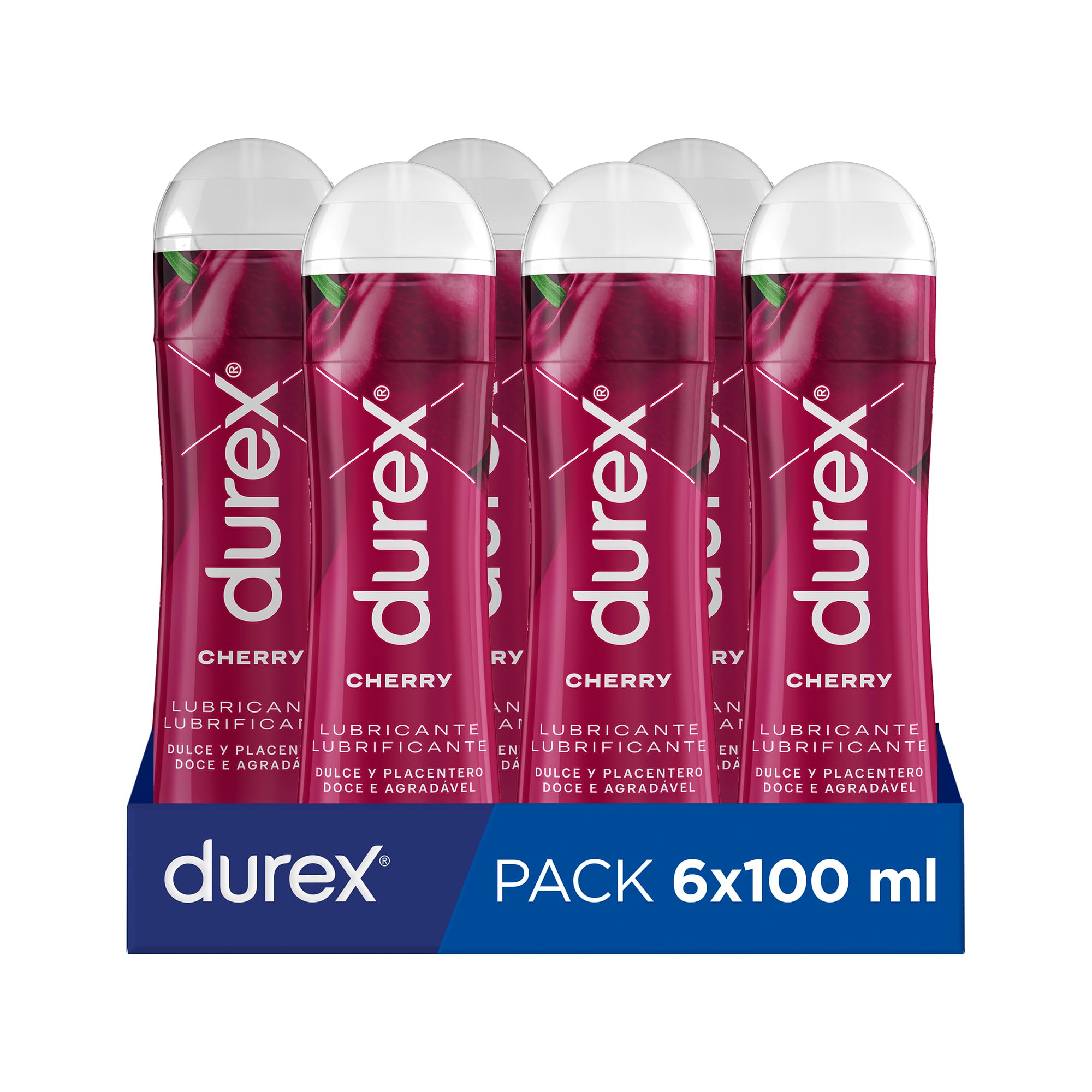 Durex Lubricante Cherry, Dulce y Placentero, 100 ml [Pack 6 Unidades]