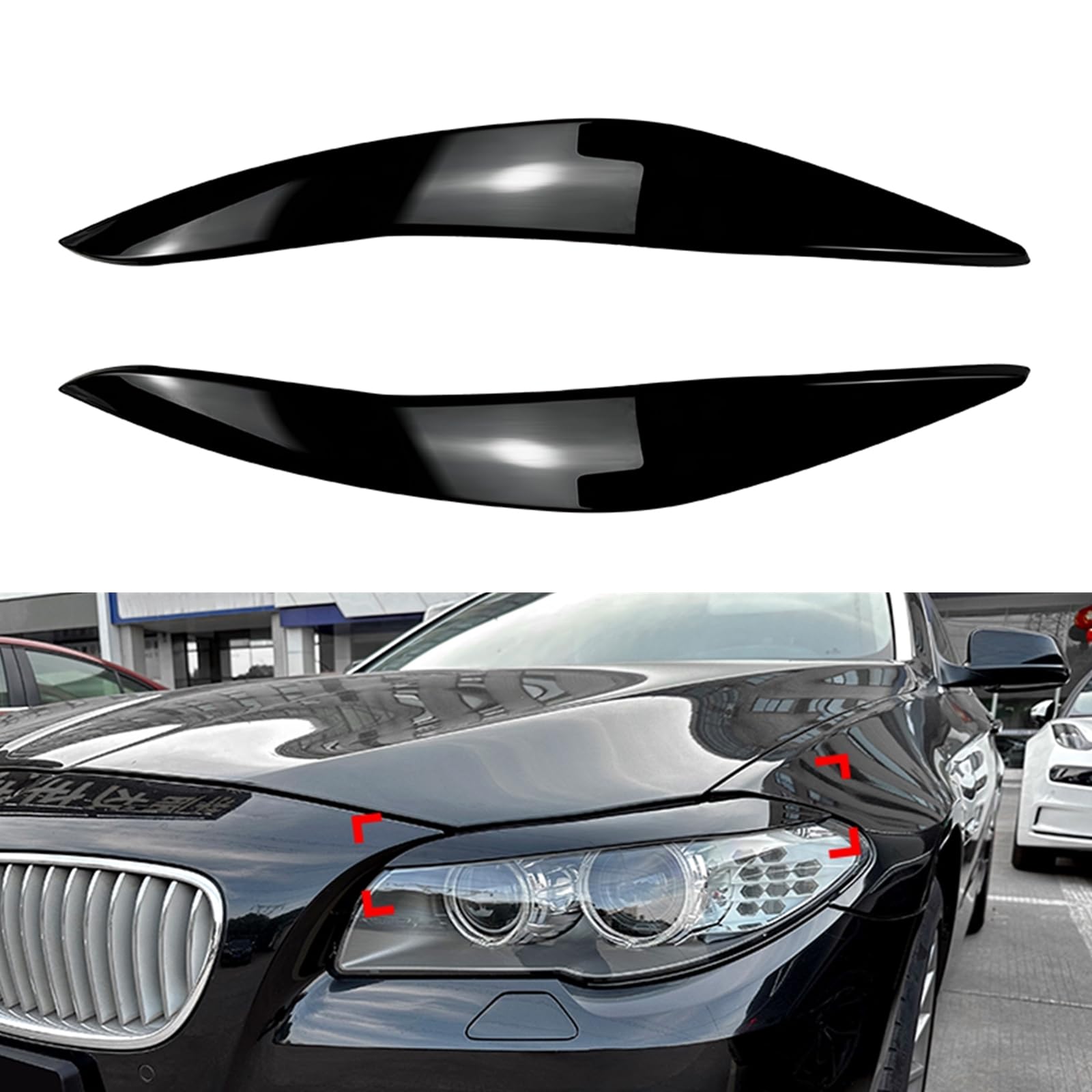 For BMW 5 Series F10 F11 2011-2014 Front Bumper Headlight Eyebrow Eyelid Trim