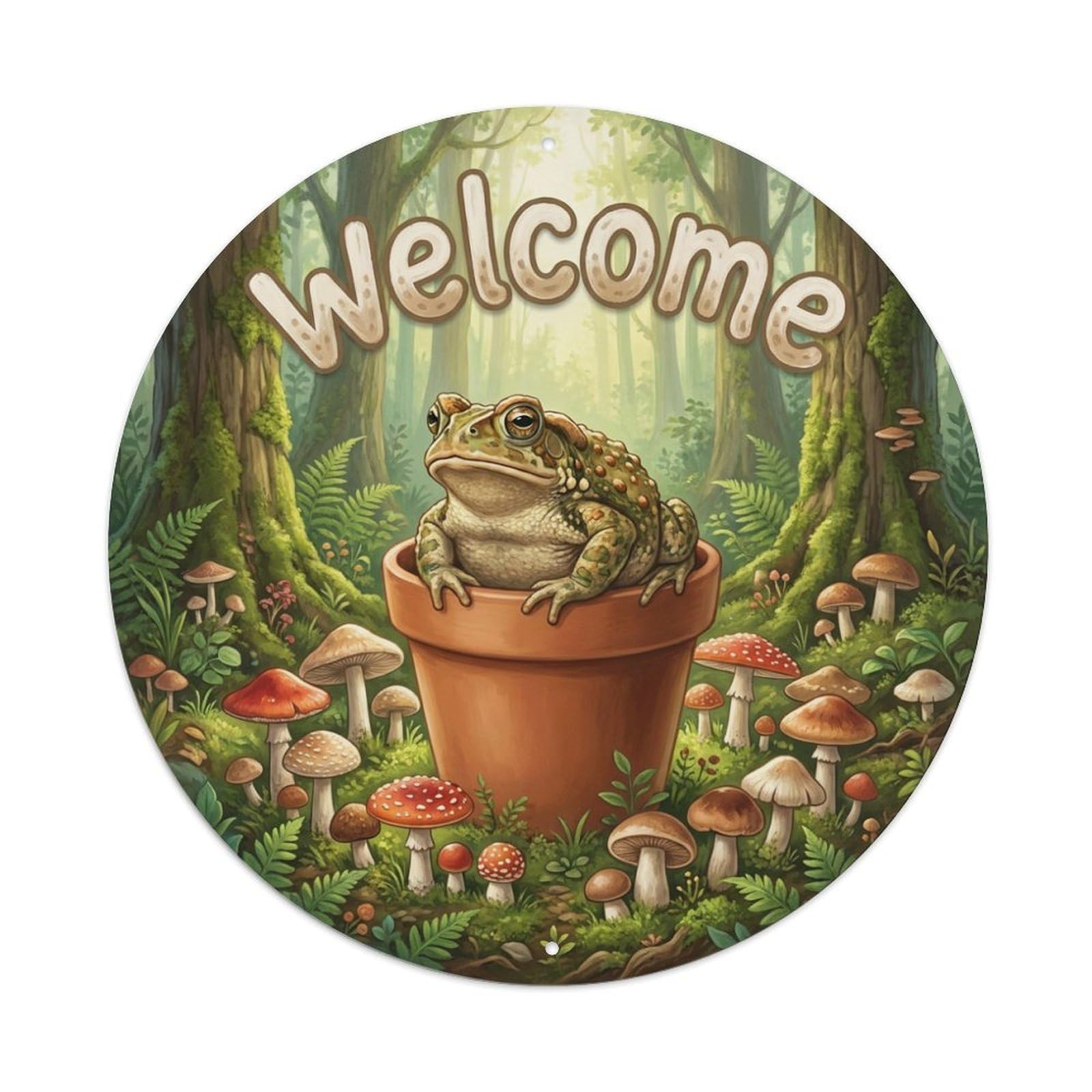 Welcome Toad Mushroom Ring Metal Tin Sign