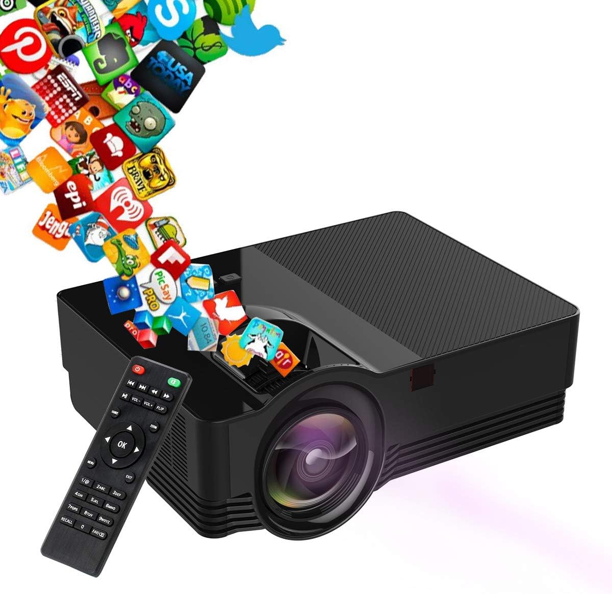 2020 Newest Version-Mini Projector 1080P 5000Hrs Lamp Life,HD LED with 180'' Display and 1080P Support, Compatible with TV Box, PS4, HDMI, VGA,TF, AV and USB