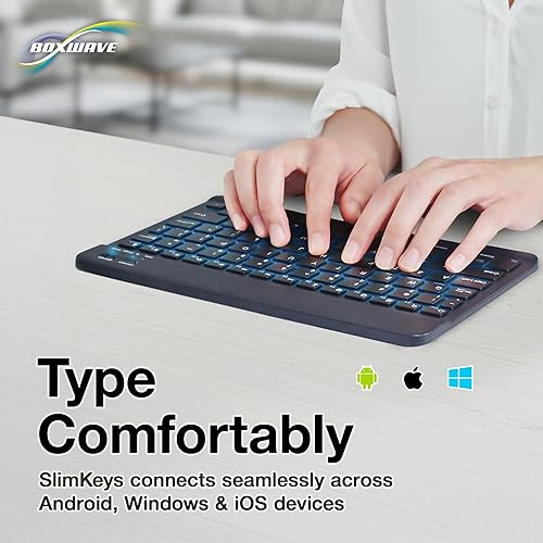 Miniatura 3 de BoxWave Teclado compatible con Samsung Galaxy Z Fold 4 - Teclado Bluetooth SlimKeys - con retroiluminación, LED delgado portátil de 7 colores -