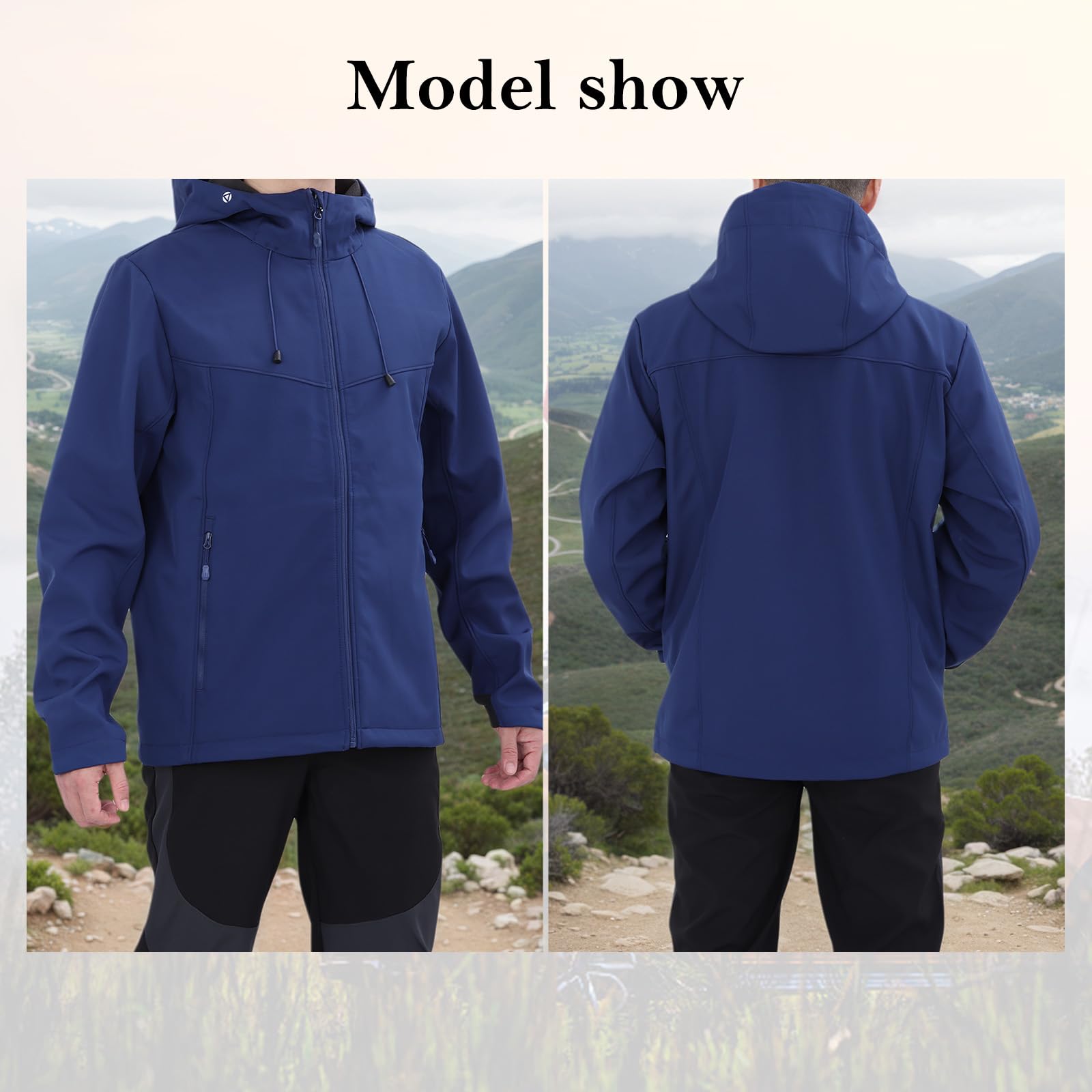 Hommes Veste Chaude Softshell Doublée Polaire Extérieur Imperméable Veste À Capuche Résistante À L’eau Coupe-Vent Décontracté Pour Marche Randonnée Camping