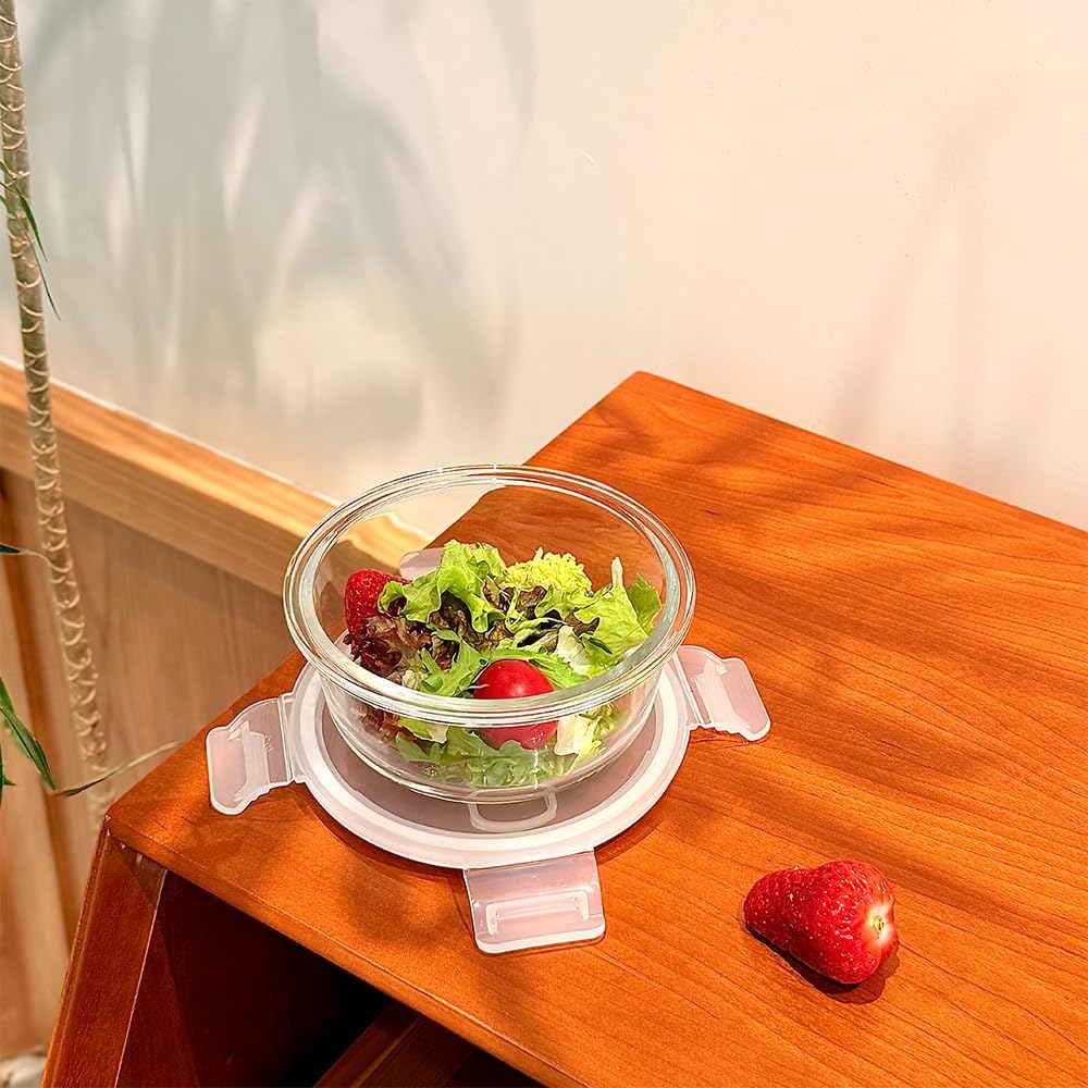 Small Round Glass Food Storage Containers With Lids, 1.5 Cup Round Meal Prep Bowls With Lids BPA-Free, Airtight Small Glass Food Containers for Microwave, Dishwasher, Freezer Safe-（4 pack） - Image 3