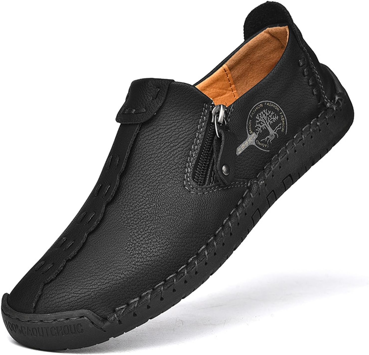 Men's Casual Dress Zipper Chukka Boots,Vintage Classic Comfort Handmade Slip On Loafers Walking Driving Leather Shoes