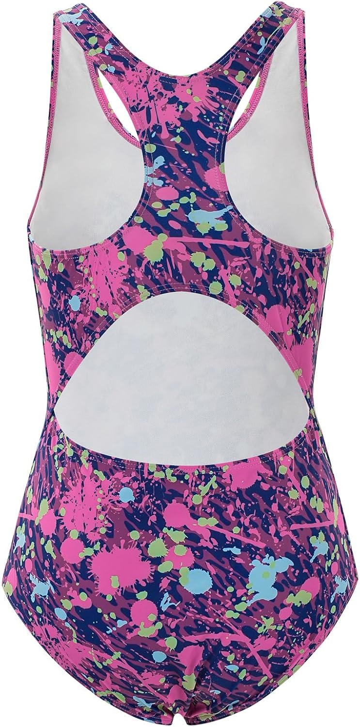 Girls' Swimsuit One Piece Swimming Suits Flyback Swimwear for Practice - Image 3
