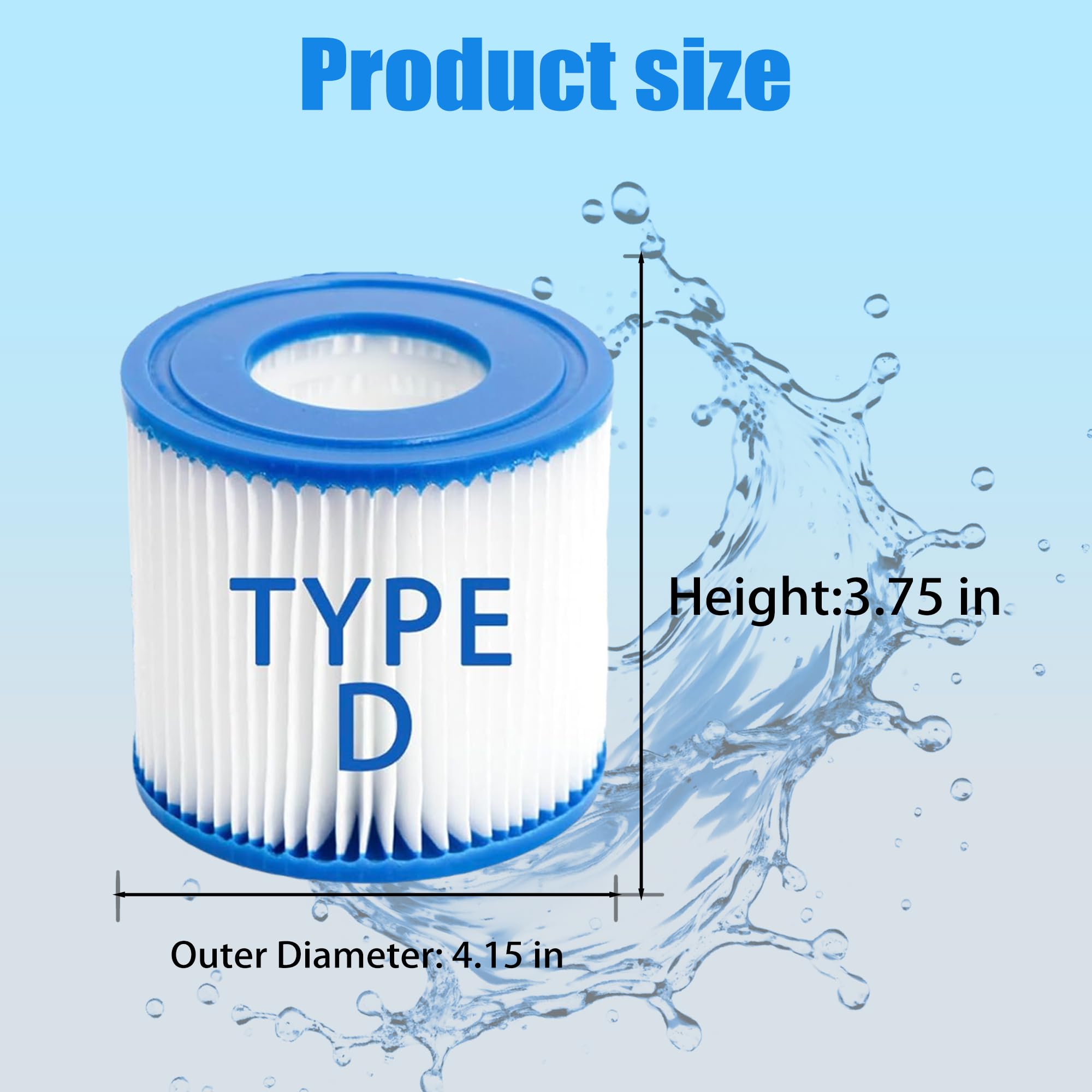 Confezione da 4 cartucce filtro per piscina tipo D, cartuccia filtro di ricambio per pompa filtro per piscina da 300 galloni Easy Set fuori terra