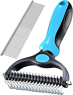 Maxzer Pet Grooming Tool - Double Sided Shedding and Dematting Undercoat Rake Comb & Brushes for Dogs and Cats, Pet Groomi...