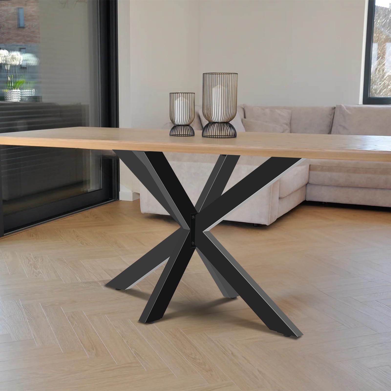 Base de Mesa Spider, Pata de Acero Tipo Araña, Marco de Metal Negro, Industrial DIY, para Café y Conferencias | Pie 71 Hx68 Wx120cm