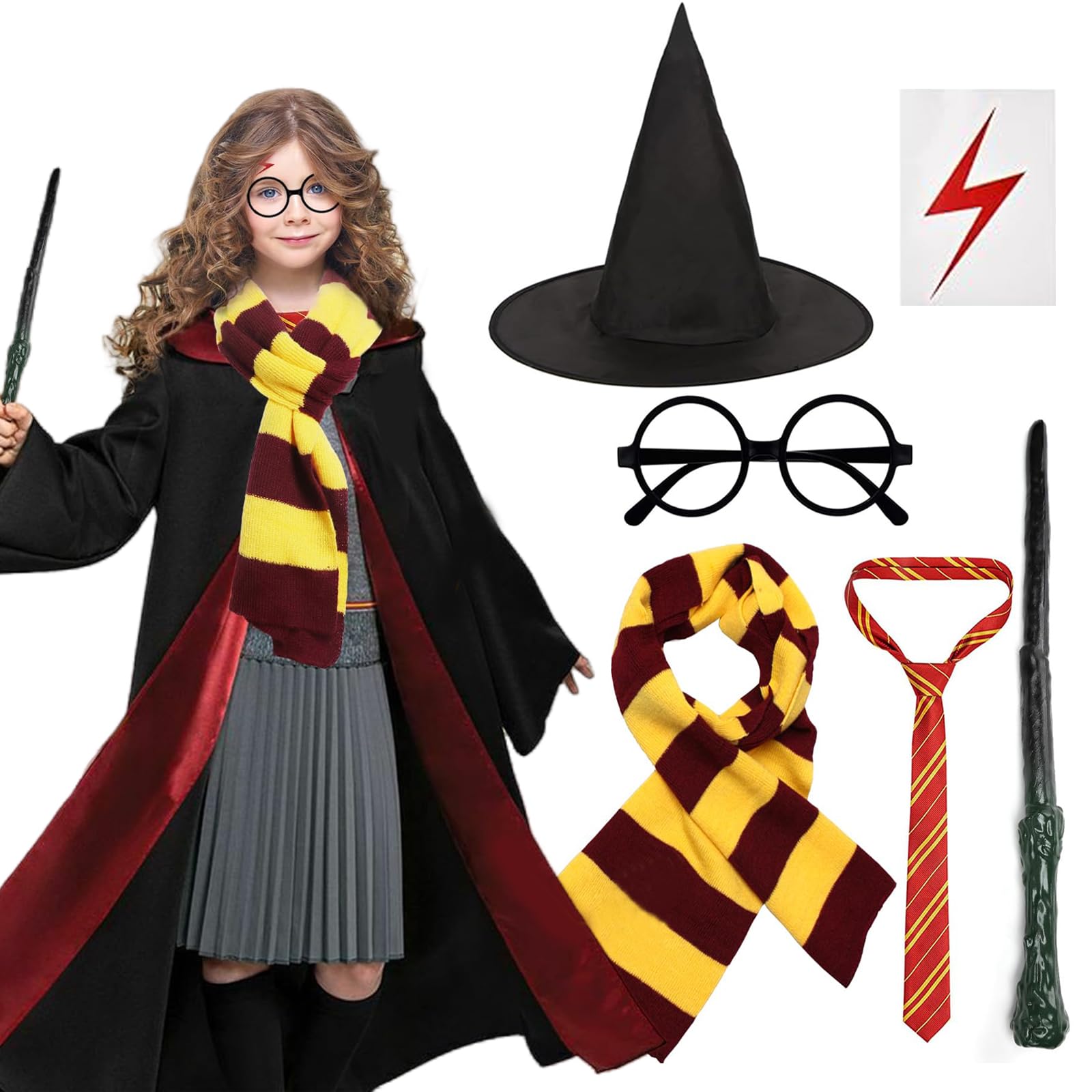 7 PCS Wizard Costume,Halloween Costume,Wizard Accessories Set for Kids Can Participate in Halloween, Fancy Dress