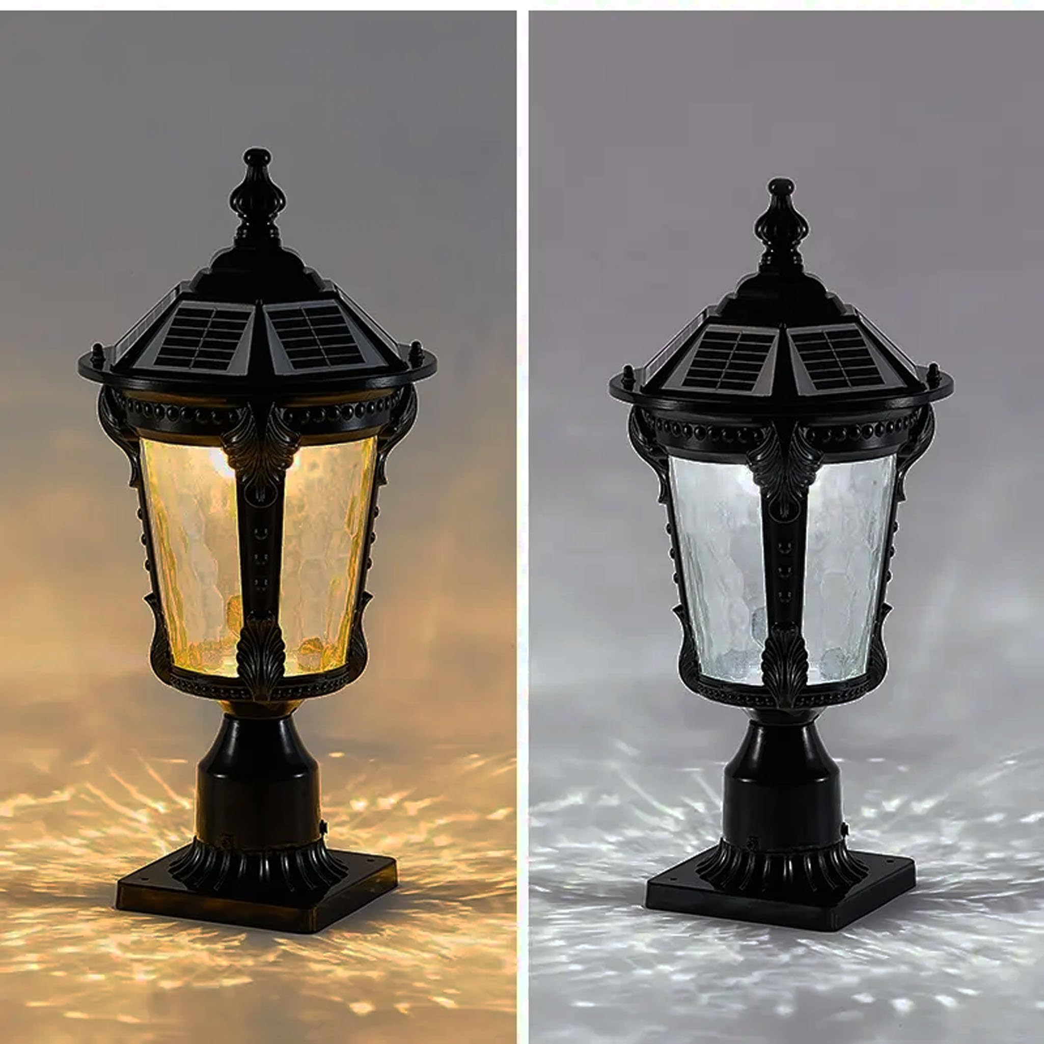 Arnusa Solar Sockelleuchte schwarz Aluminium Glas Außenleuchte kabellos mit Fernbedienung Gartenleuchte Wegeleuchte Solarlampe Solarleuchte Gartenbeleuchtung 50 x 24 cm