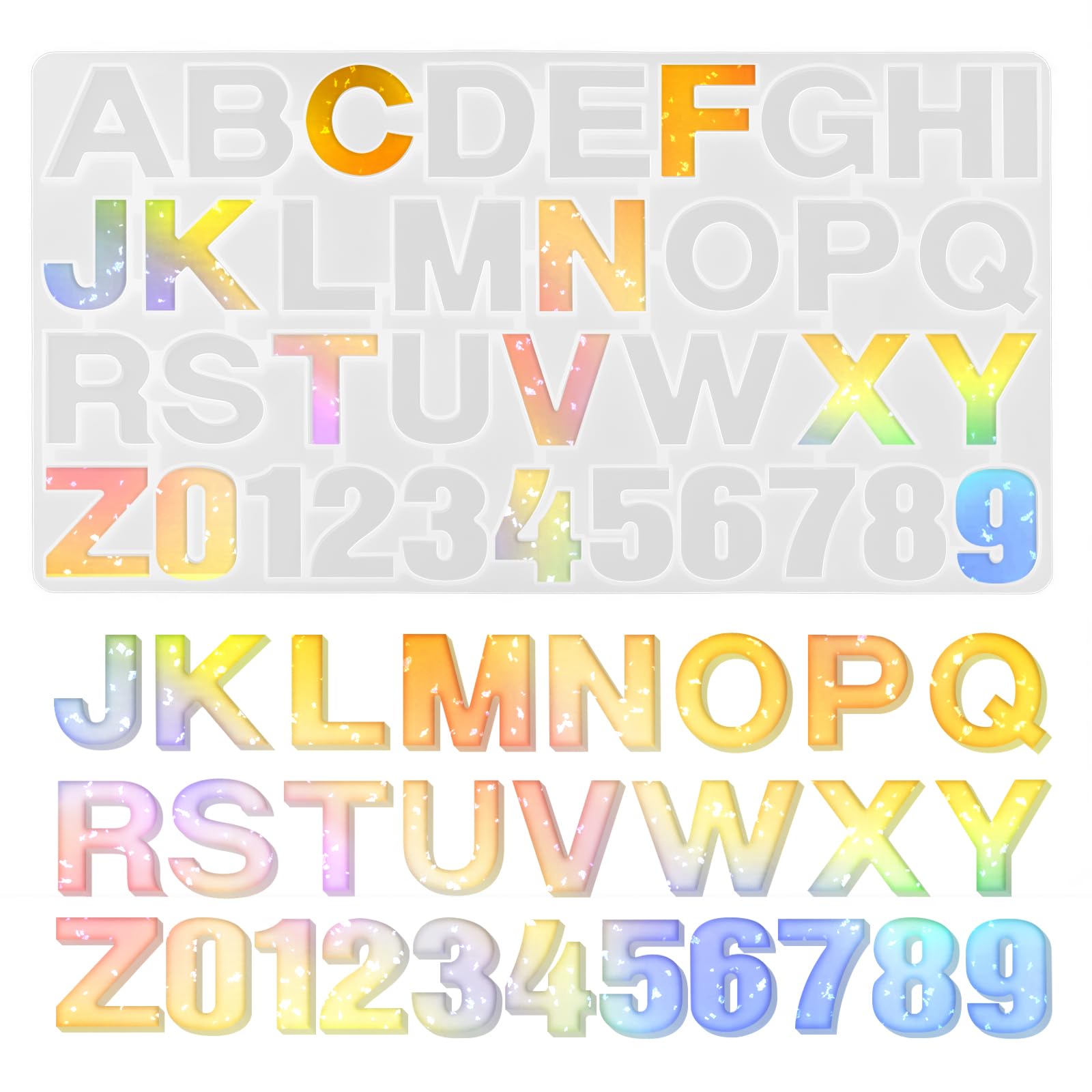 Silicone Letter Number Molds, Alphabet Molds for Epoxy Resin, Uppercase Alphabet Resin Mold for Making Keychains Jewelry DIY Craft Casting