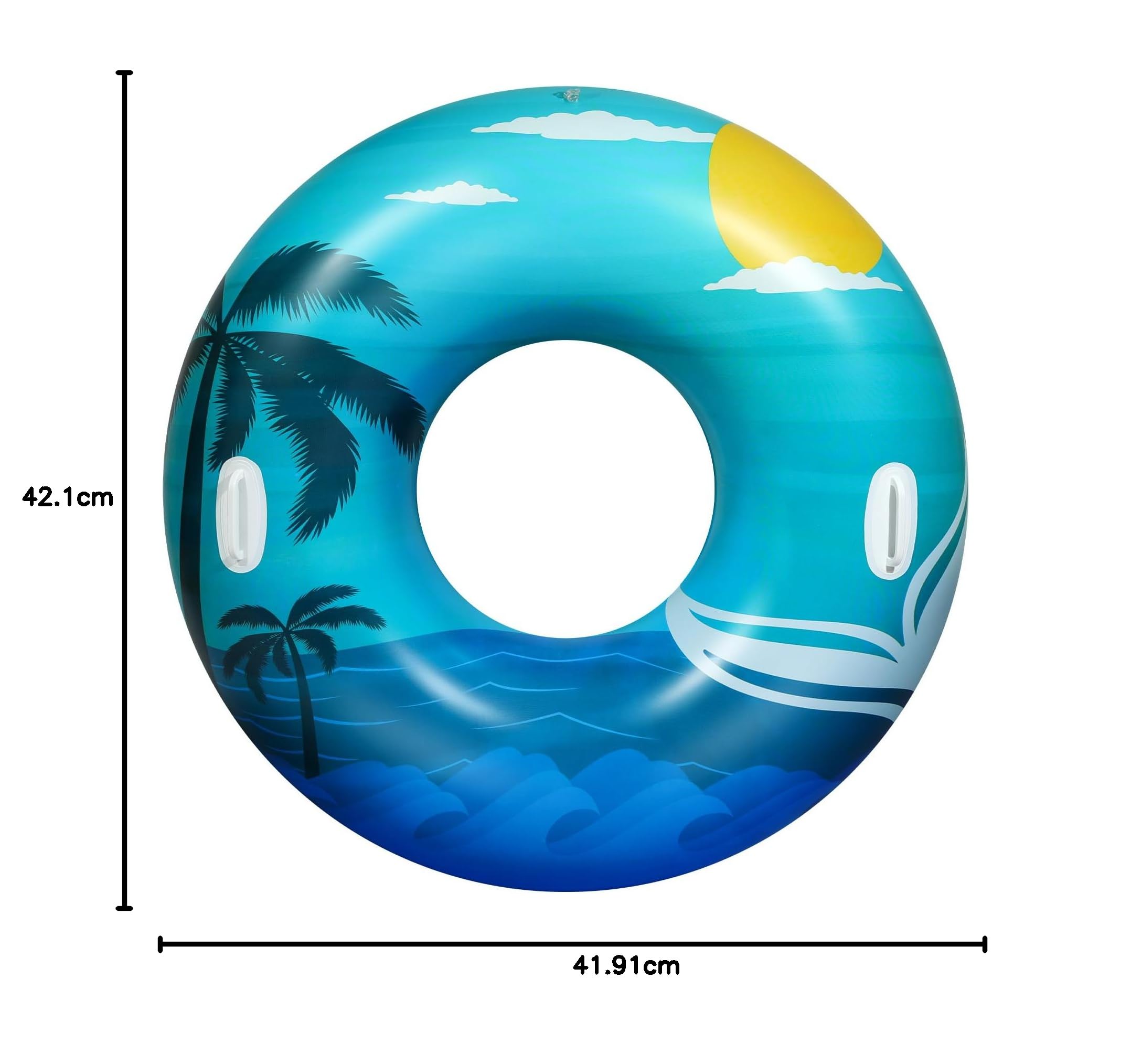 HeySplash Pływacka boja dla dorosłych, 42 cale, duża tratwa z uchwytami, nadmuchiwany pierścień basenowy, salon, boja, basen, plaża, zabawki do dekoracji imprez, zielona niebieska plaża