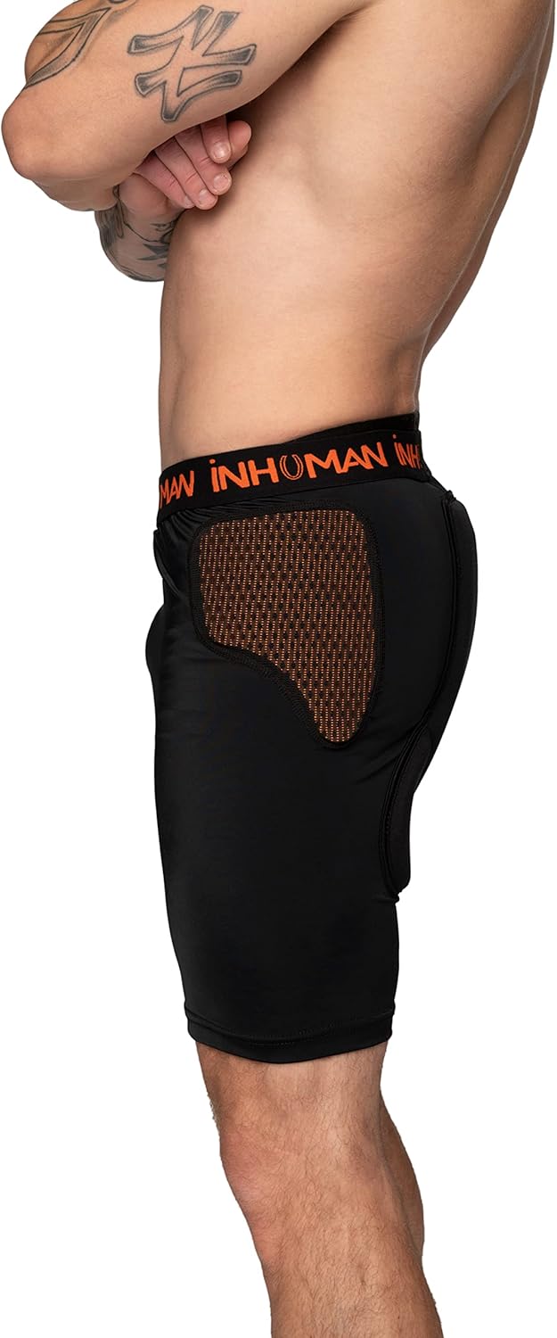 Inhuman Unisex Protective Impact Shorts with Shell for Skiing, Snowboarding, Skating, and Mountain Biking
