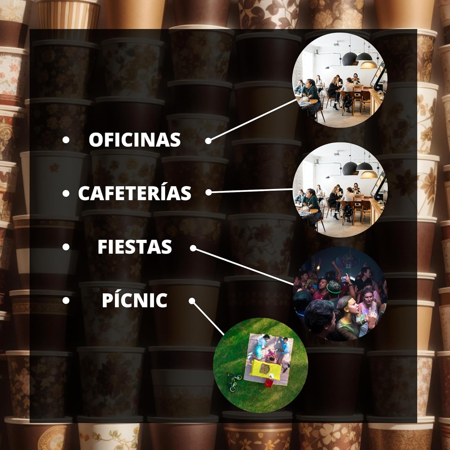 Vasos de café reutilizables | Capacidad 240 mililitros | Pack de vasos de cartón resistentes al calor | Ideales para llevar bebidas calientes | 400 unidades