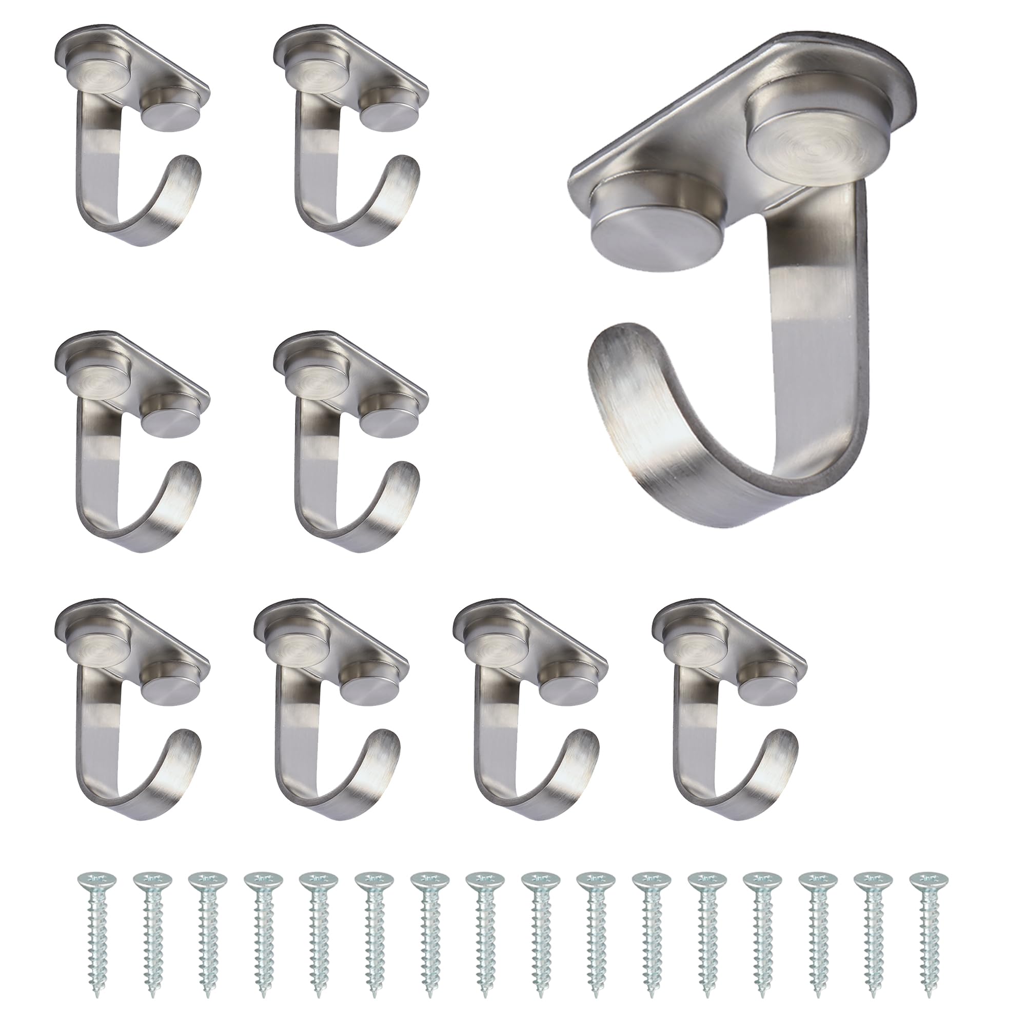 Mooche Small Ceiling Hooks 8Pcs, 35MM Heavy Duty Wall Mount Hanging Hooks, Ceiling Hooks for Hanging, Brushed