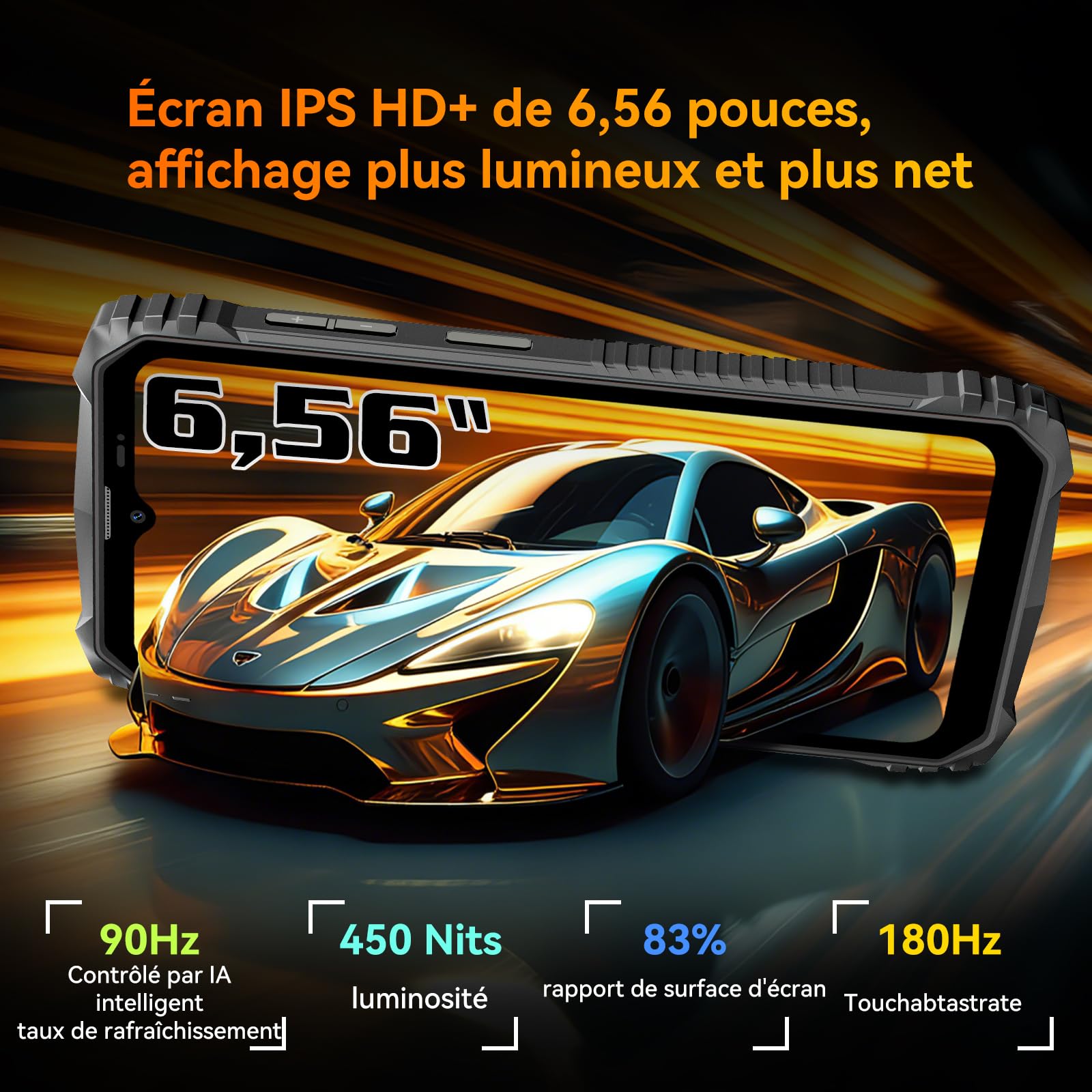 OSCAL Marine 1 Telefono Portatile Infrangibile Android 15,12GB+128GB/2TB Telefono Infrangibile, Smartphone 6,56" HD+ 90Hz,16MP, IP69K/Dual SIM/NFC