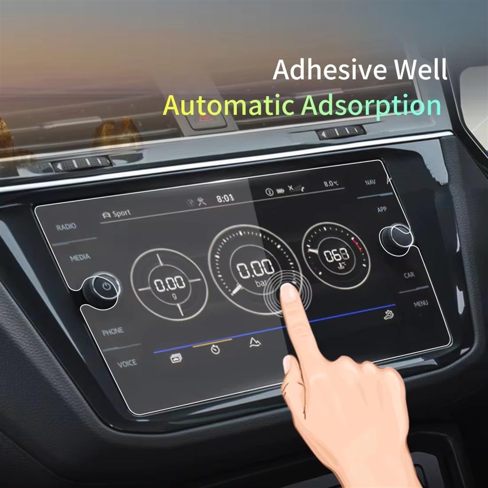 Für Carplay für VW Tiguan 2023: Schutzfolie aus gehärtetem Glas für Display Navigation Fahrzeugaufkleber Displayschutzfolie Navigationsfolie