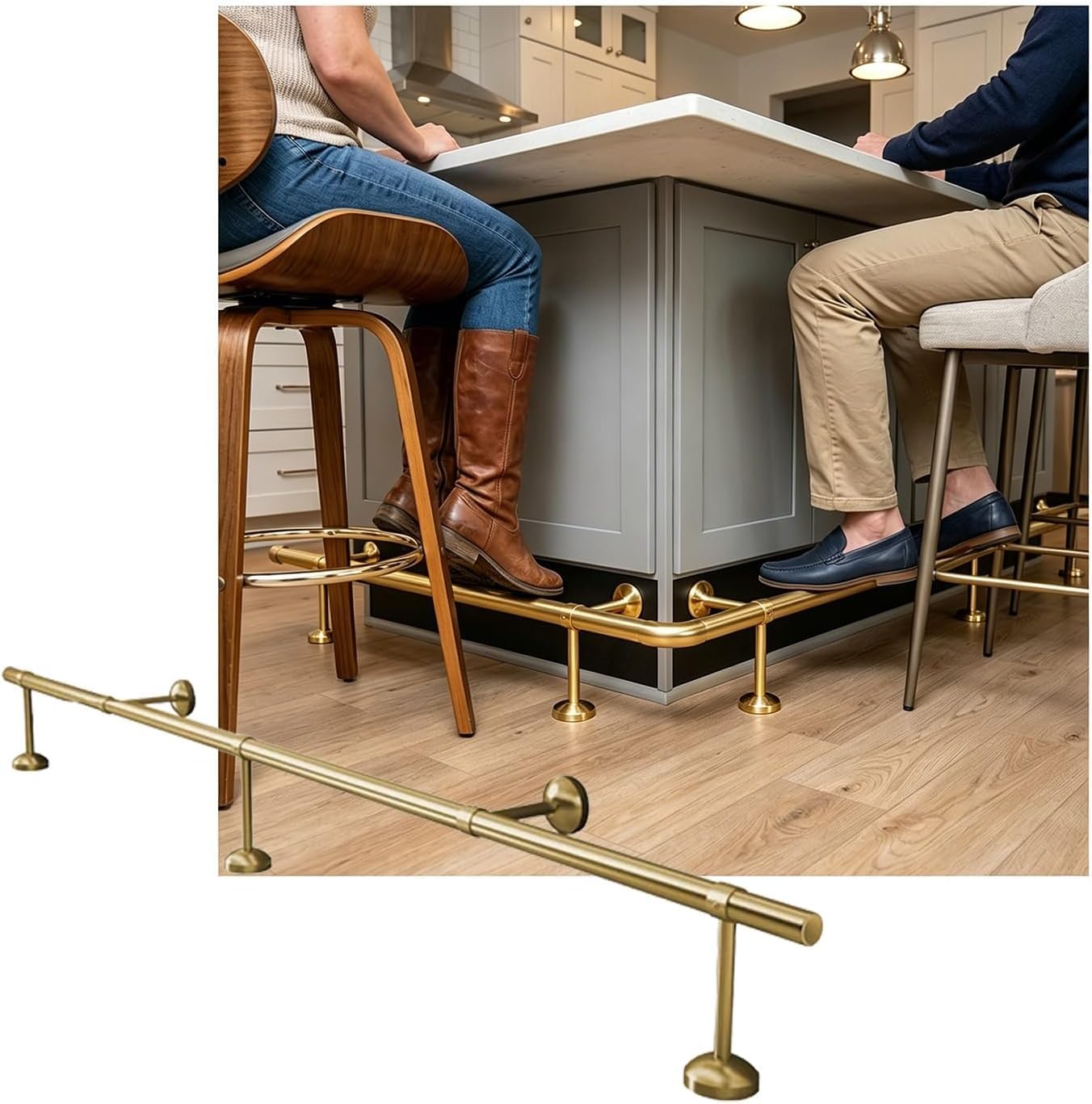 KJoBDwz Bar Foot Rail Stainless Steel Bar Foot Rail，Water-Resistant Bars Feet Rails Kit for Indoor Outdoors Reception Desk Counter(Gold,4.0M/13.12FT)
