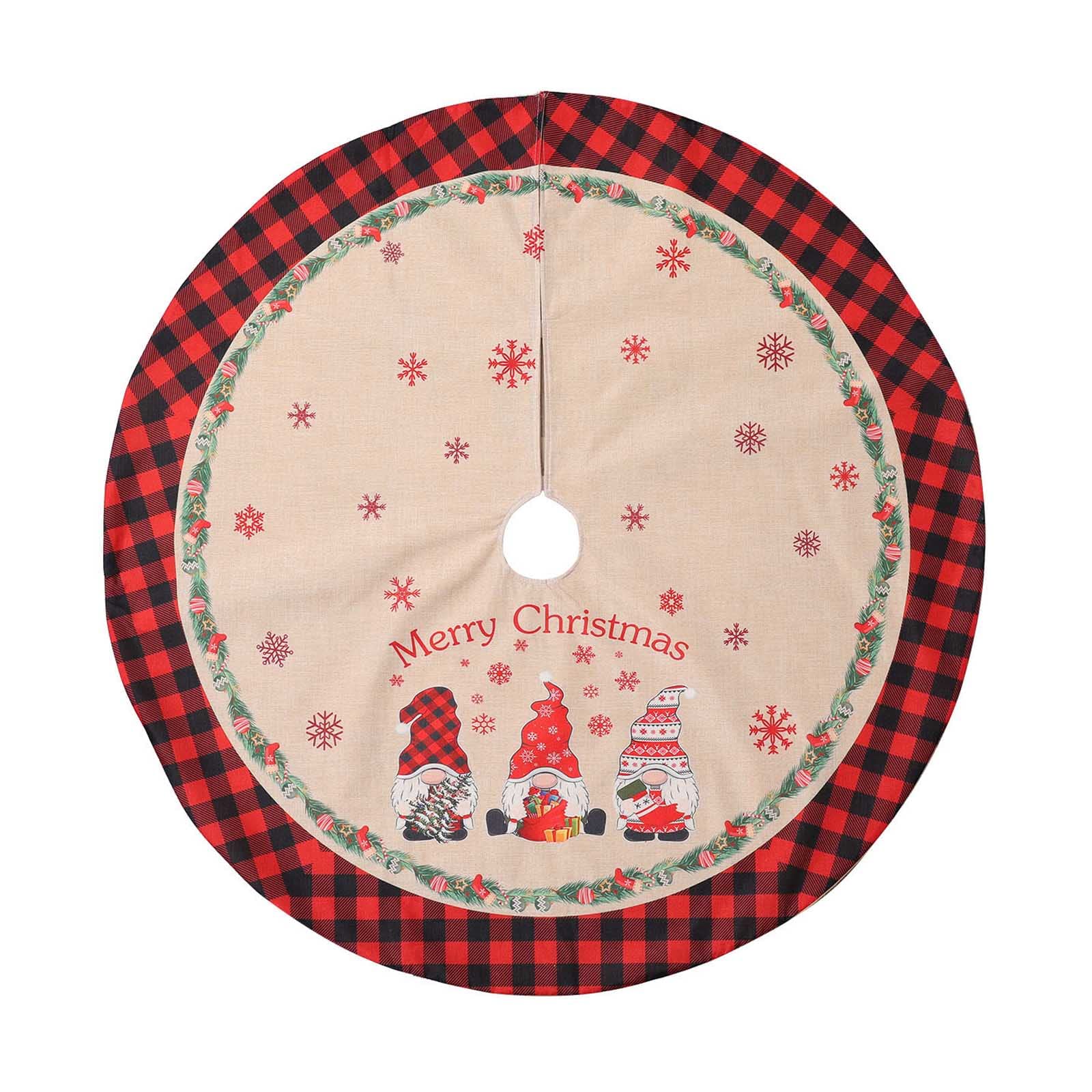 Amazon | クリスマスツリースカートノームチェック柄布カーペット飾り 