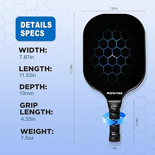Miniatura 7 de Paletas de pickleball, superficie de fibra de vidrio con bolas y bolsa, palas ligeras de pickleball juego de 2 para hombres, mujeres, niños, adultos