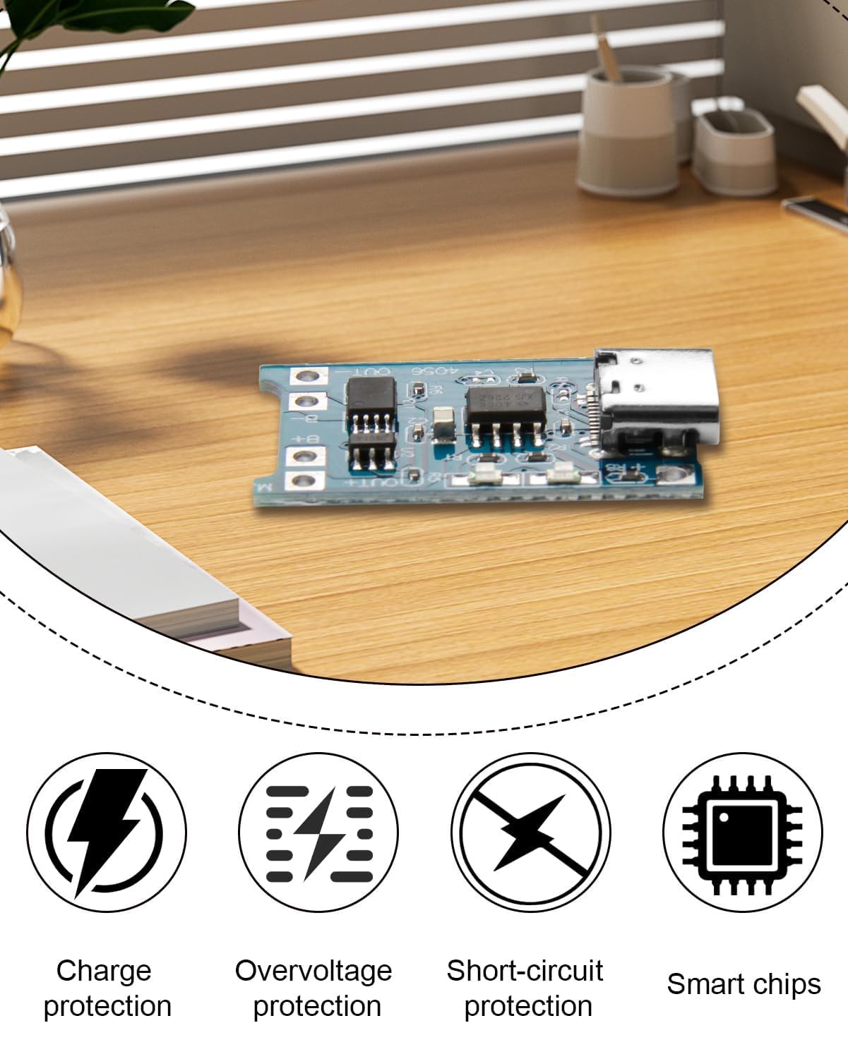 TC4056 Charger Modulo USB-C 5V 1A Caricabatterie Module Protezione Doppia per Batterie Li-ion 18650