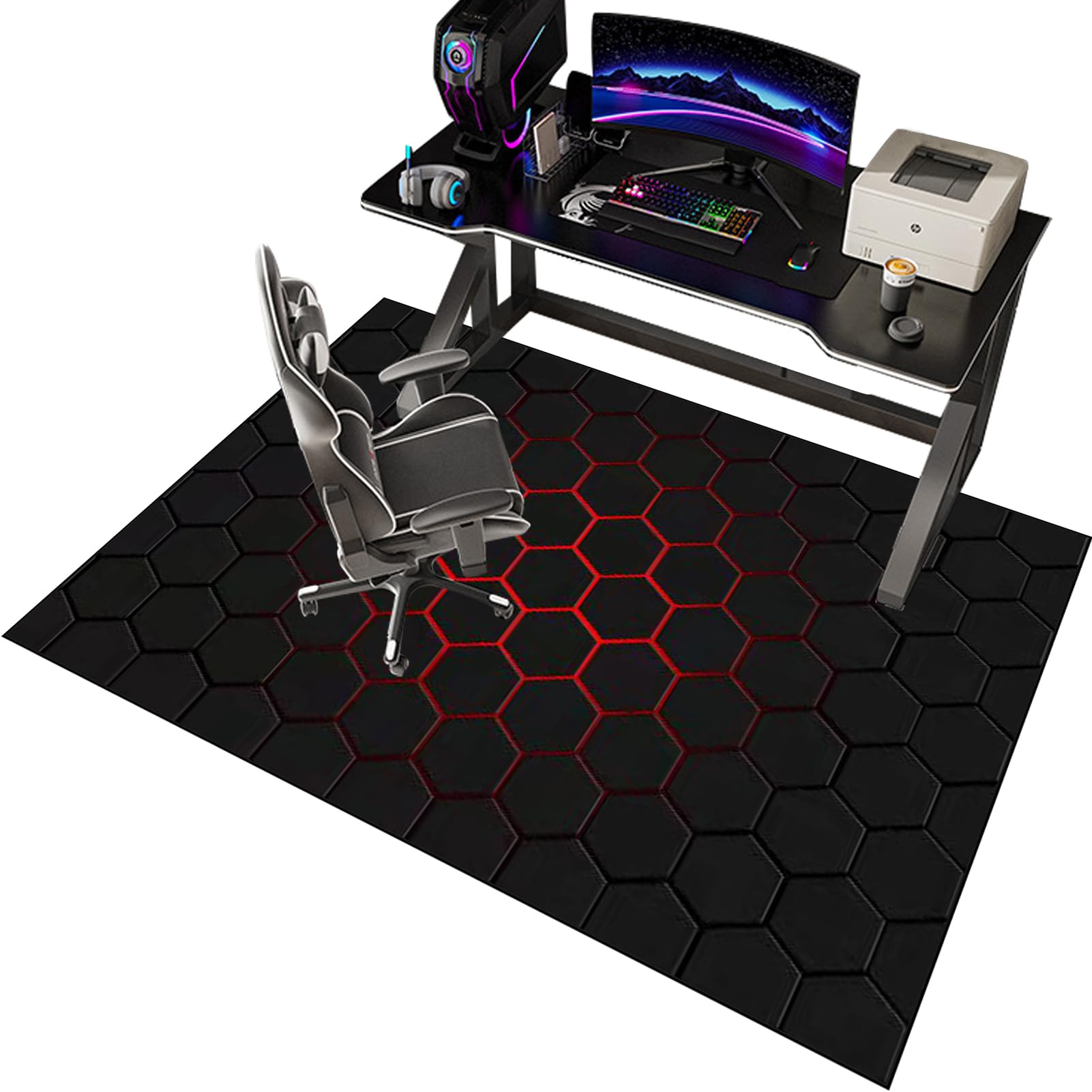 150 x 200 cm Heavy Duty Gaming Chair Mat | Non-slip Carpet Protector | Desk Chair Mat for Home and Office | Computer Gaming Chair Mat | Floor Protectors for Chairs | Office Chair Mat for Carpet Floor